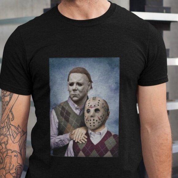 Michael Myers Jason Voorhees Step Brothers Funny Halloween Fan Gift T-Shirt 79 - Picture 1 of 6